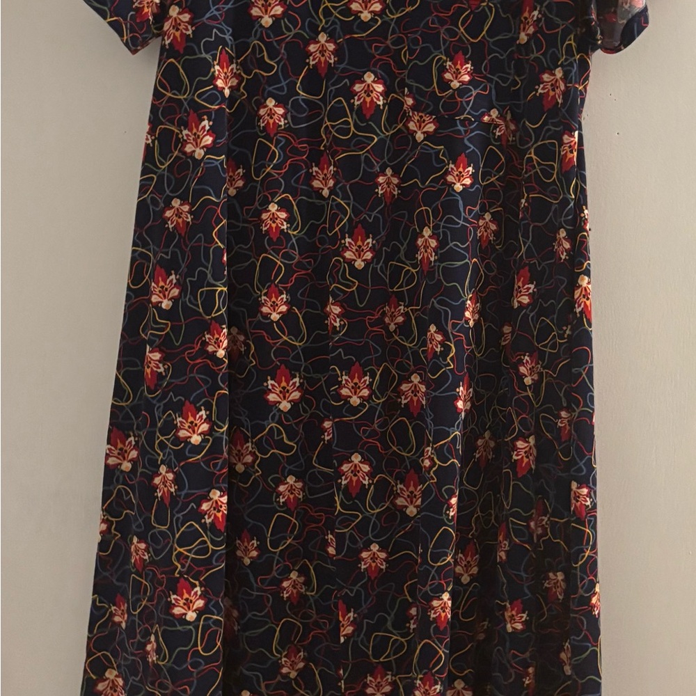 LuLaRoe modest ladies Dress - Navy and Red Floral